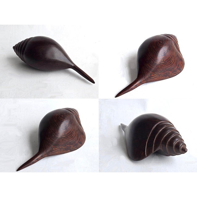 Arthur Umanoff Vintage Hand Carved Ironwood Conch Shell For Sale - Image 4 of 17