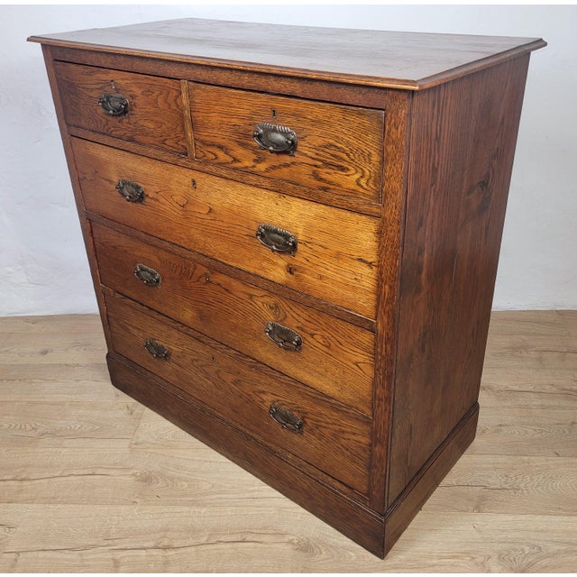 Edwardian Drop Handle Chest of 2 Drawers in Oak, 1910s For Sale - Image 4 of 18