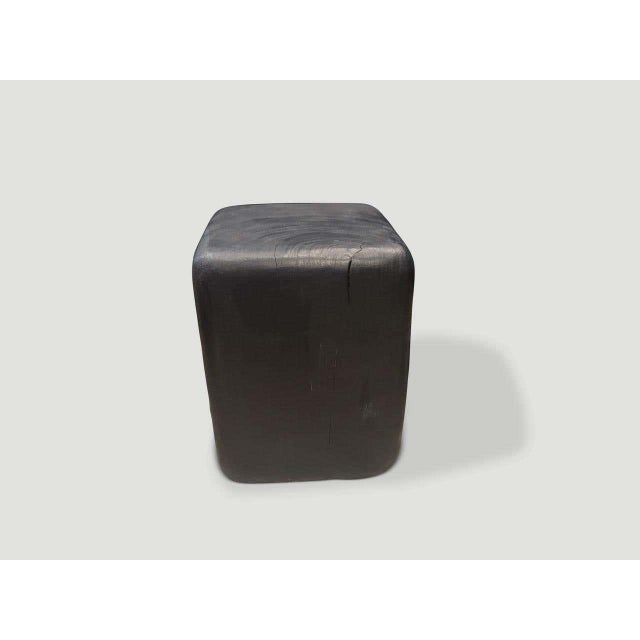 "Hand carved minimalist cube. Burnt, sanded and sealed revealing the beautiful wood grain. The Triple Burnt Collection...
