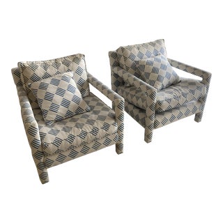 1970s Parsons Club Chair Pair For Sale