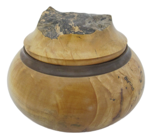 Michael Mode Hand Turned Spalted Maple Burl Wood Live Edge Lidded Box Jar