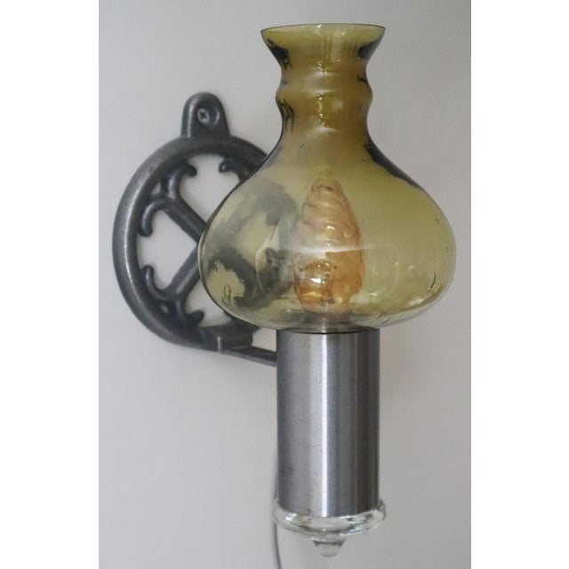 Swedish Hand-Blown Amber Glass Wall Light from Ostling Gnosjö, 1970s For Sale - Image 9 of 15