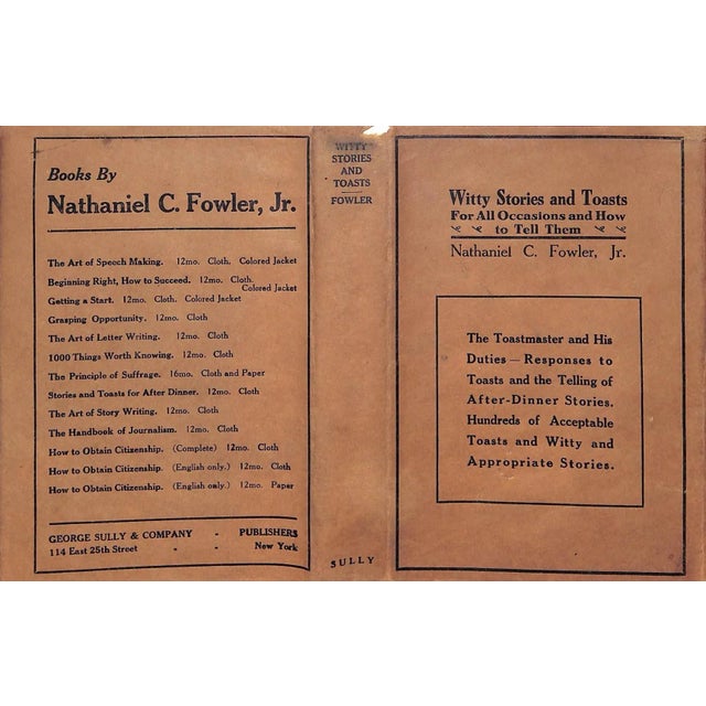 Traditional "Witty Stories and Toasts for All Occasions and How to Tell Them" 1914 Fowler, Nathaniel C. Jr. For Sale - Image 3 of 7