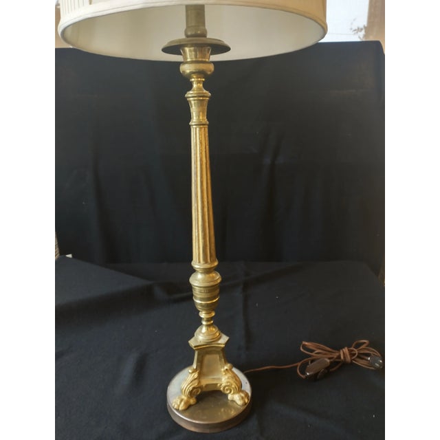 Brass 1950s Alter Candlestick Lamp for Baker For Sale - Image 8 of 8