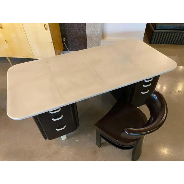 Art Deco Desk and Chair, Parchment Top, Vittorio Valabrega, Italy, 1930's For Sale - Image 11 of 13