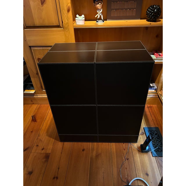 2010s Black Leather Wrapped Office File Cabinet For Sale - Image 5 of 8