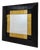 Italian Vintage Wall Mirror with Black Lacquered Frame and Gold Square Inserts, 1980s For Sale