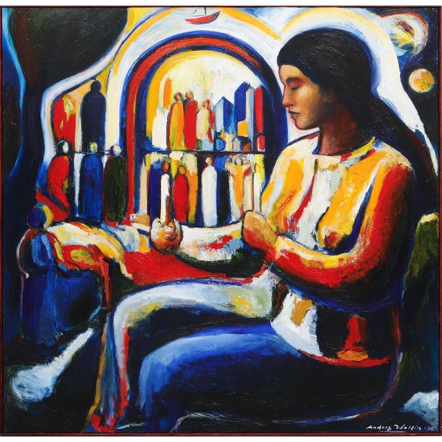 1990s Anders Wollin, Woman with Candle, 1998, Oil on Canvas, Framed For Sale - Image 5 of 5