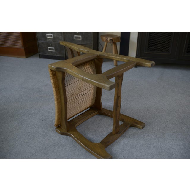 Vintage Oak Dining Chairs with Rush Seat and Echelle Backrest, 1950s, Set of 6 For Sale - Image 9 of 18