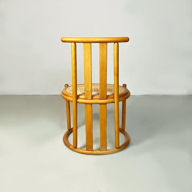 Set of Italian Modern Wood and Vienna Straw High Backed Chairs, 1980s For Sale - Image 6 of 13