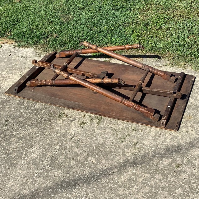 Brown Antique Country Folding Table For Sale - Image 8 of 9