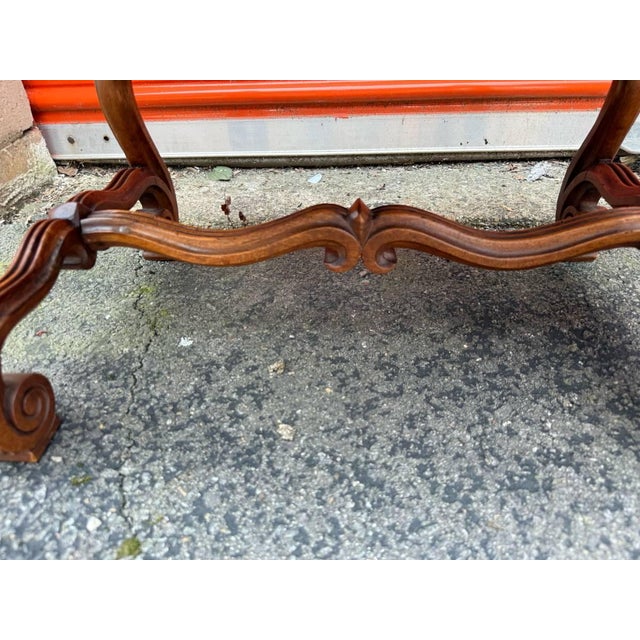 Baroque Late 20th Century Vintage French Louis XIII Style Os De Mouton Backless Bench For Sale - Image 3 of 14