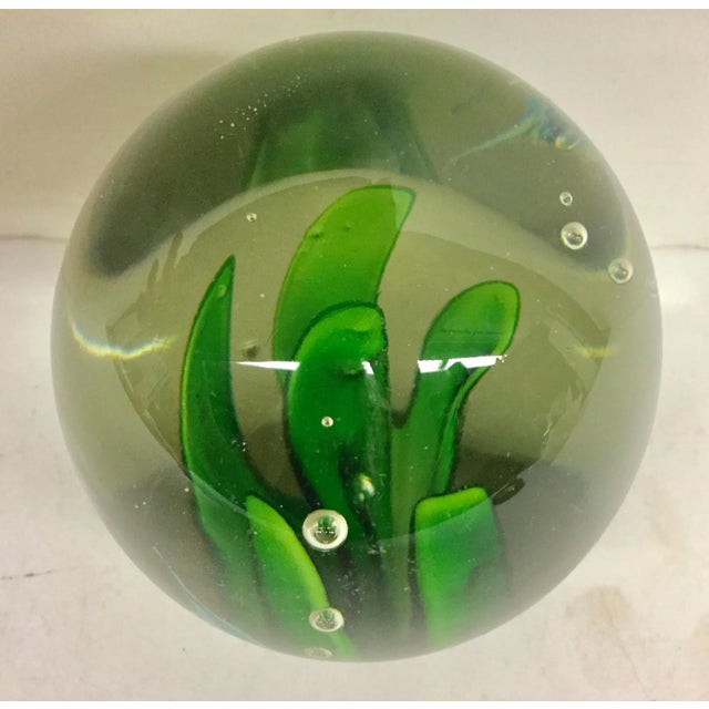 Mediterranean 1990s Vintage Blue Sunfish Glass Paperweight For Sale - Image 3 of 9