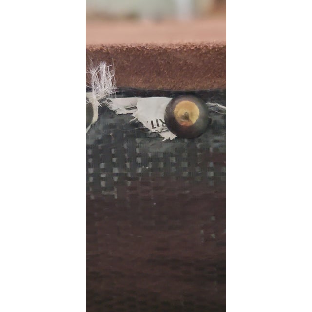 1990s 1990s Hancock and Moore Tufted Suede Wingback Chair and Ottoman Set For Sale - Image 5 of 9