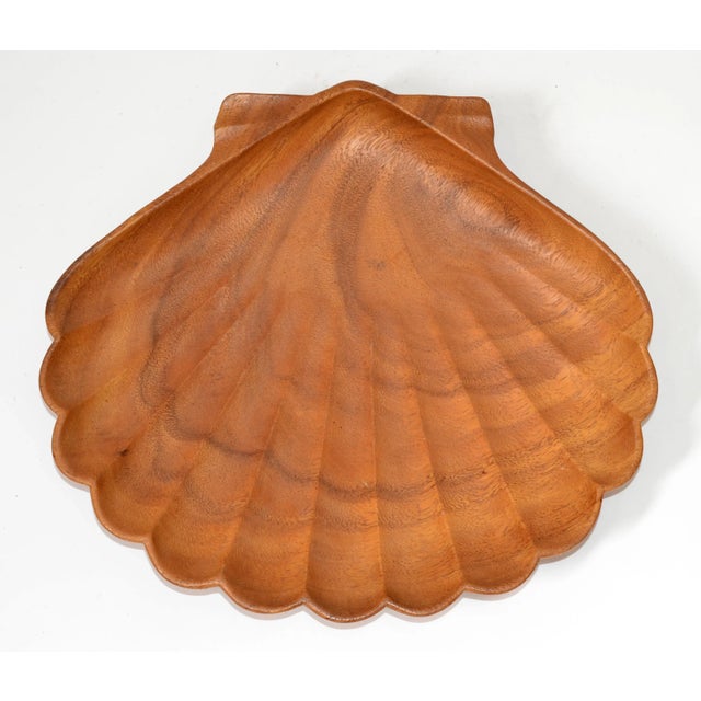 Wood Monkeypod Wood Handcrafted Clam Shell Bowl Organic Modern Moore International 70 For Sale - Image 7 of 13