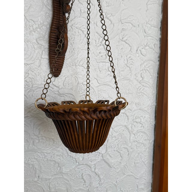 1960s 1960s Rattan Style Plant Hanger and Bracket For Sale - Image 5 of 7