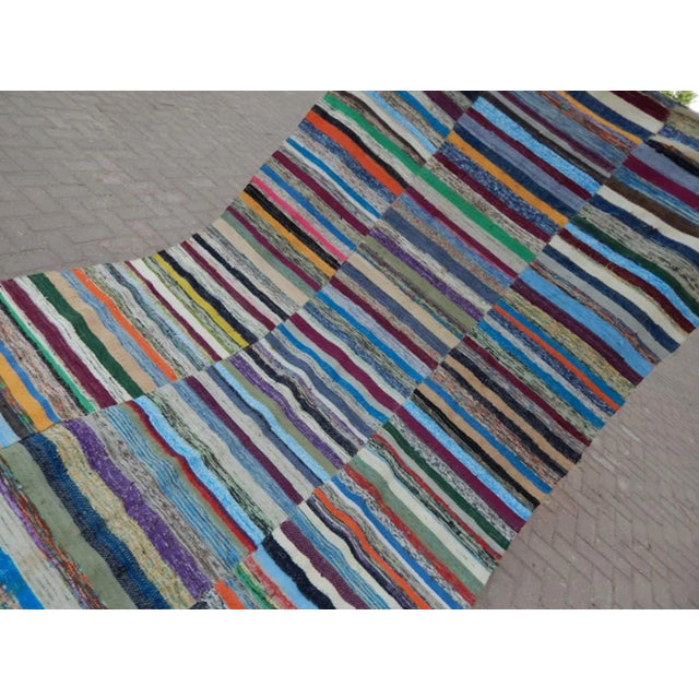 Vintage Striped Turkish Rag Rug 6′2″ × 11′3″ For Sale - Image 4 of 10