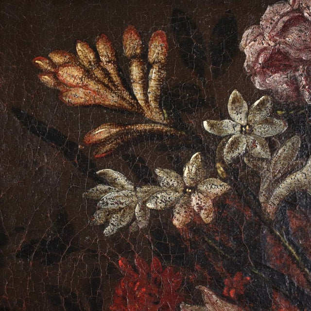 Italian Artist, Still Life with Flowers, 17th Century, Oil on Canvas, Framed For Sale - Image 6 of 16