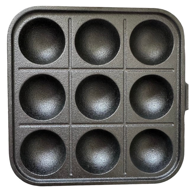 Mid-Century Modern Japanese Asian Cast Iron Takoyaki Frying Pan Skillet Griddle Meat Ball Maker For Sale - Image 3 of 13