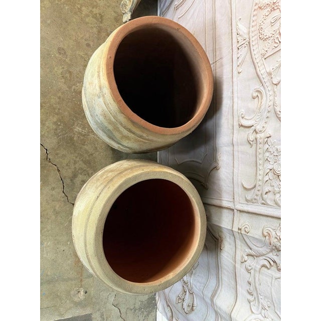 Ceramic Pair of Antique Mediterranean Terracotta Storage Jars With Weathered Patina For Sale - Image 7 of 12