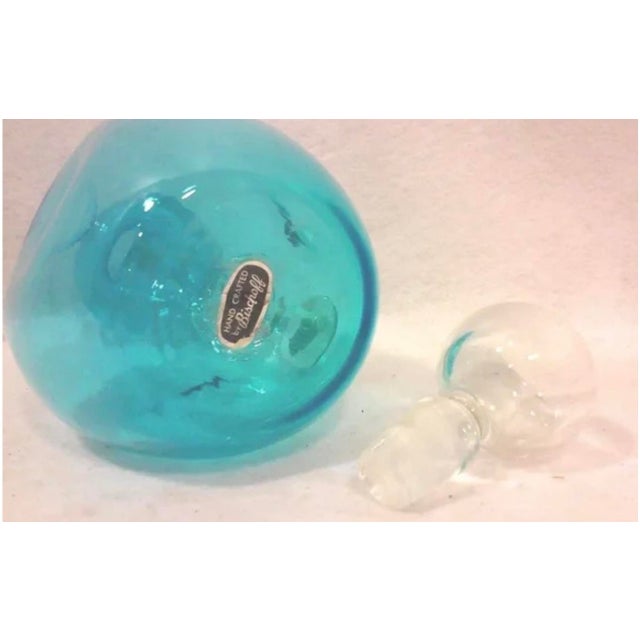 1950s Mid-Century Handcrafted Blue Glass Pinched Decanter For Sale - Image 5 of 6