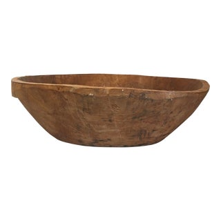Antique Large Primitive Wooden Dough Bowl For Sale