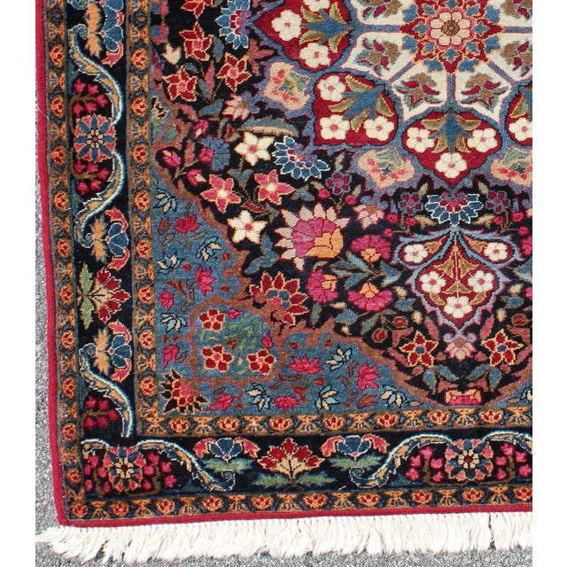 Mid 20th Century Blooming Floral Medallion Vintage Persian Kerman Rug With Multi-Colors For Sale - Image 5 of 9