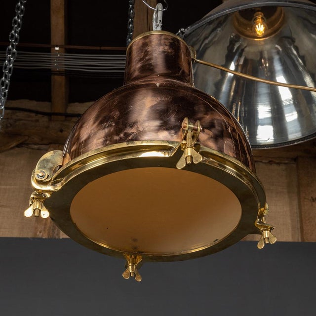 Vintage Danish Polished Brass Cargo Ship Light, 1960 For Sale - Image 4 of 10