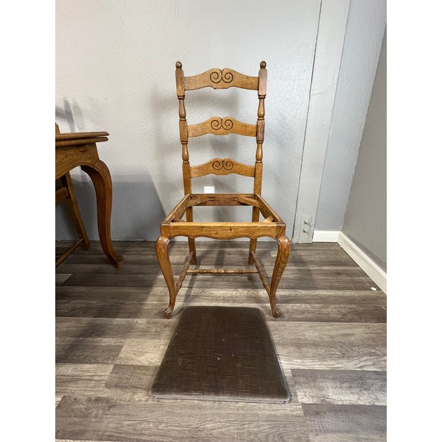 Auburn 1960s Mid Century Belgian Light Oak Table and 6 Chair Set - Set of 7 For Sale - Image 8 of 12