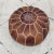 2020s Handcrafted Moroccan Leather Pouf Cover – Rich Brown Ottoman, Genuine Goat Leather, Hand-Stitched Marrakech Artisan, Boho Chic Decor For Sale - Image 5 of 6