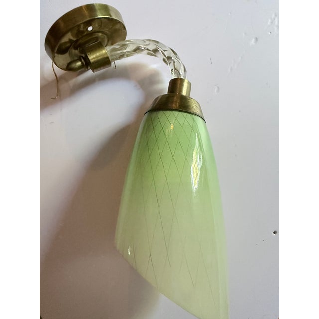 1950s Italian Murano Reticello Green Glass Wall Sconce by Barovier & Toso For Sale - Image 10 of 10