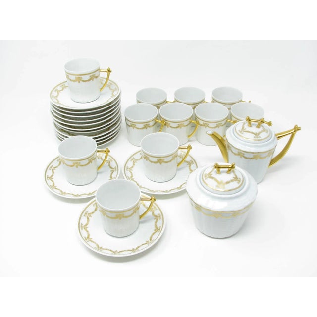 Stunning vintage Robert Haviland & C. Parlon Limoges porcelain demitasse cups, saucers, creamer and lidded sugar bowl (24...
