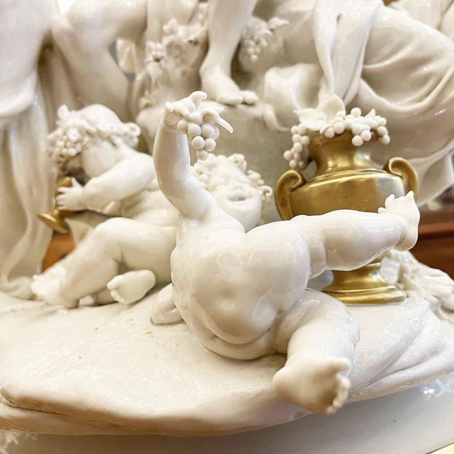 Large Bacchanal Triumph of Bacchus Sculptural Group in White and Gold Porcelain by Giuseppe Cappé, 1962 For Sale - Image 10 of 12