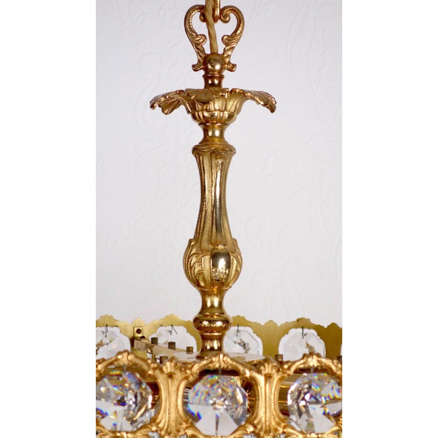 1970s Brass and Lead Crystal Chandelier from Schröder & Co., 1970s For Sale - Image 5 of 12