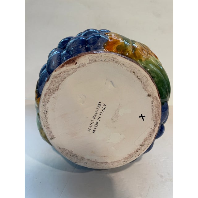 Late 20th Century Italian Hand Painted Ceramic Pottery Pitcher With Grapes For Sale - Image 5 of 8