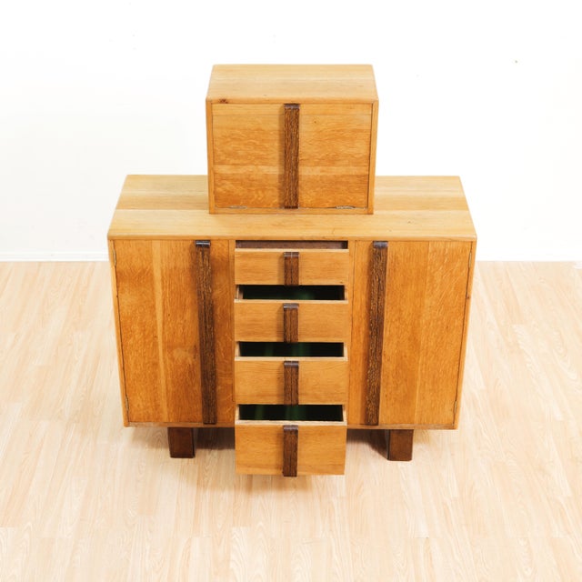 1950s English Brutalist Oak Bar Cabinet Buffet For Sale - Image 10 of 10