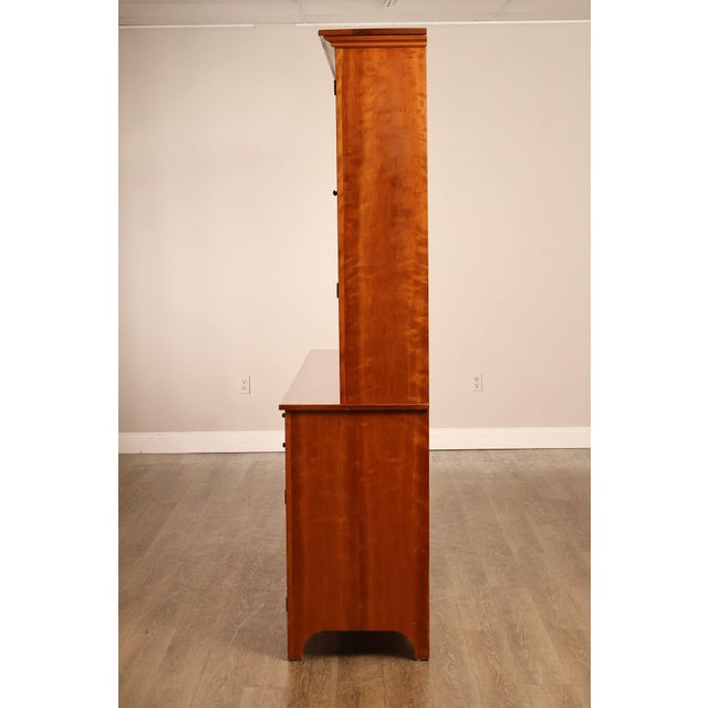 Shaker Shoppe Cherry Stepback Cupboard With Glass Door Hutch For Sale - Image 18 of 18