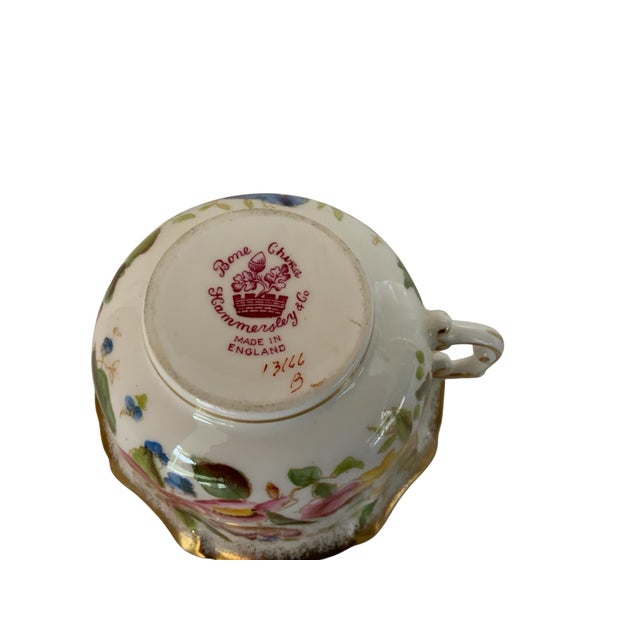 Queen Anne Vintage Hammersley "Queen Anne" Bone China Flat Cup & Saucer Made in England 1940s-1950s For Sale - Image 3 of 3