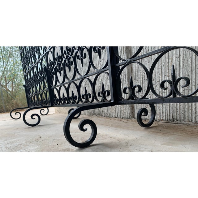 1900s Large Decorative Wrought Iron Filigree Screen Room Divider For Sale - Image 10 of 11