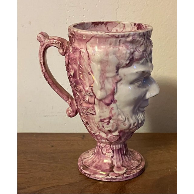 Antique 19th Century English Staffordshire Pink Luster Satyr Head Mug With Frog Inside For Sale - Image 9 of 12