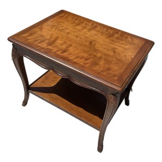 Henredon French Country End Table-Vintage Rectangle Two Tier Nightstand-High Quality Bed Side Lamp Stand For Sale