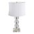 Mid‑Century Modern Stacked Acrylic Sphere Table Lamp With Clear Orbs and White Shade For Sale