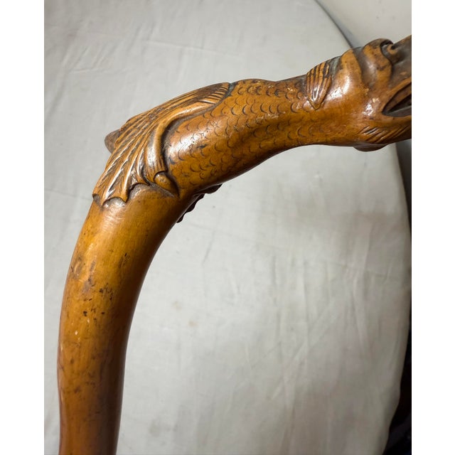 Wood Antique 19th Century Hand Carved Folk Art Dragon Walking Stick Cane Sculpture For Sale - Image 7 of 16