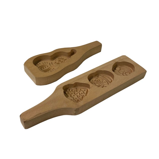 2 Pieces Wood Santa Tree Gourd Pattern Cake Soap Mold Board For Sale In San Francisco - Image 6 of 6