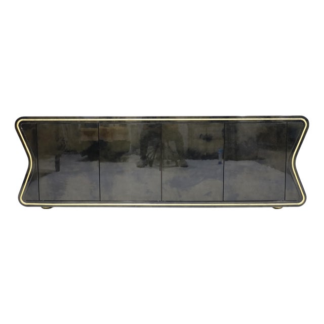 Julian Chichester "Deneuve" Cabinet in High Gloss Black Vellum For Sale