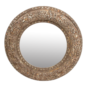French Silvered Composition Circular Mirror