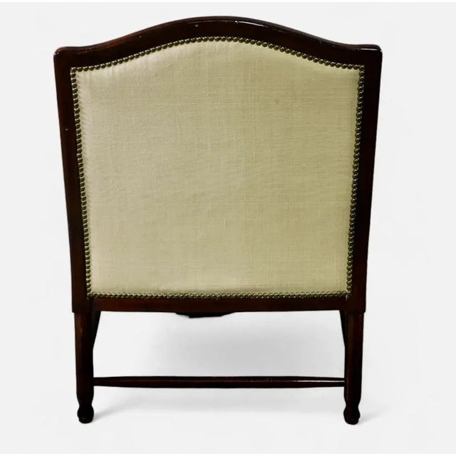 Antique Mahogany Club Chair W Clarence House Blue Cheetah Velvet.