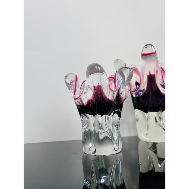 Pink and Purple Art Glass Model 316/1/25 Vases by Josef Hospodka for Chřibská, Czechoslovakia, 1960s, Set of 2 For Sale - Image 4 of 7