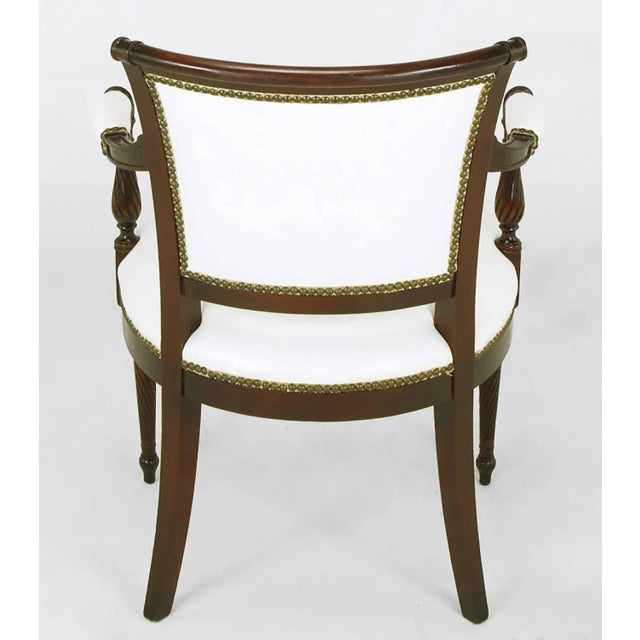 Brown Set of Six 1940s Louis XVI Style Cherry and White Leather Dining Chairs For Sale - Image 8 of 11