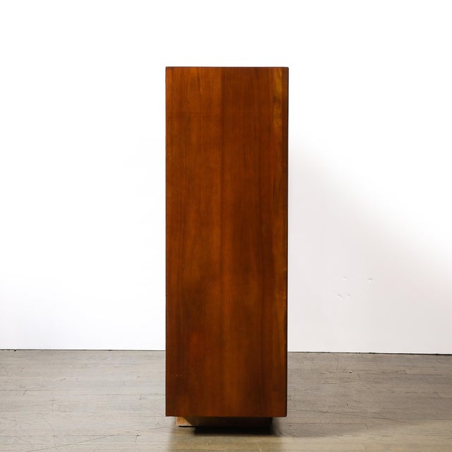 Art Deco Walnut Cabinet With Lucite Pulls & Glass Front by Gilbert Rohde For Sale - Image 13 of 17